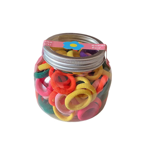100 Pcs Canister Kids Mini Hair Ties Cute Candy Colour Cotton Hair bands Seamless Thick Hair Ties Dont Hurt Hair Suitable for Children and Teenagers